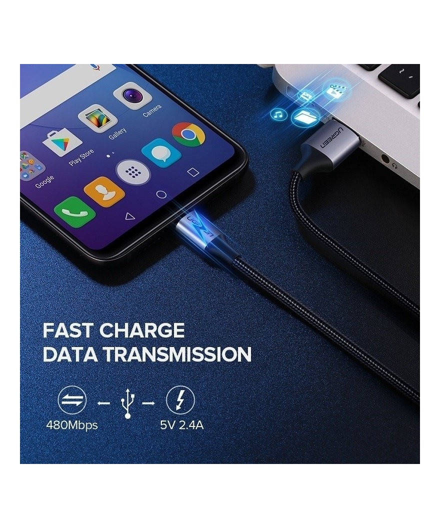 Ugreen - Câble micro USB UGREEN QC 3.0 2,4 A 1,5 m Blanc