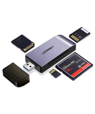 Ugreen - Adaptateur USB UGREEN 4 en 1 lecteur de cartes SD + microSD (argent)