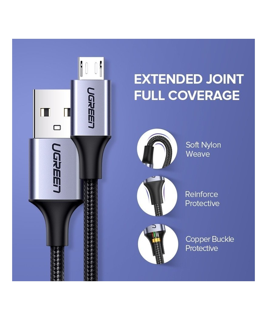 Ugreen - Câble micro USB UGREEN QC 3.0 2,4 A 1,5 m Blanc