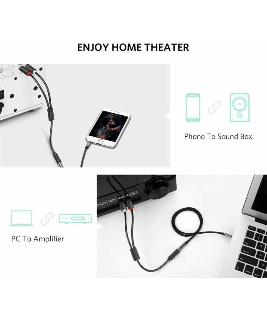 Ugreen - Câble Audio Connecteur Plaqué Or (10588) - Extension Jack 3,5 mm vers 2