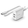 BELKIN Chargeur secteur 2 x USB-A 12w + câble USB-C 1m