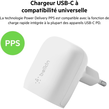 BELKIN Chargeur secteur USB-C PD 20W blanc