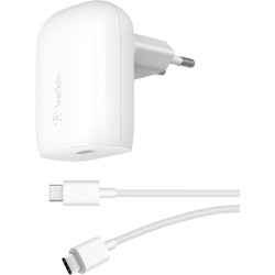BELKIN 30w USB-C PD PPS Wall Charger White w/1m PVC C-C cable