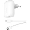 BELKIN 30w USB-C PD PPS Wall Charger White w/1m PVC C-C cable