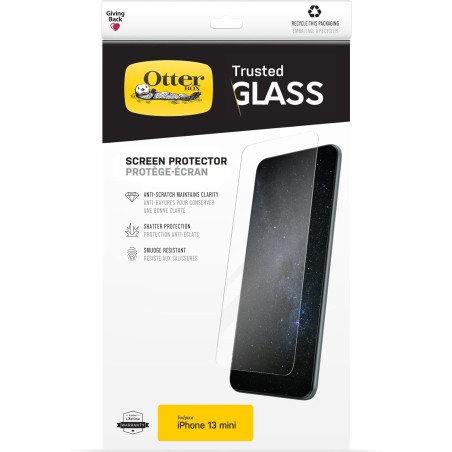 Otterbox Protecteur d'écran Trusted Glass pour iPhone 13 mini, Verre trempé, pro