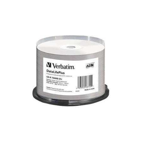 VERBATIM CDR80 700MB 52X IW (50) SP 43745 SPINDLE INKJET PRINTABLE