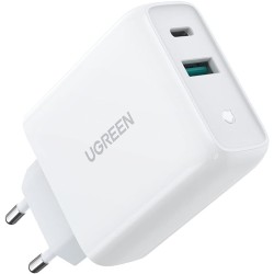 Ugreen - Wall Charger (60468) - USB-A, QC 3.0, Type-C, PD, 36W, 3A - White