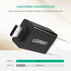 Ugreen - OTG Adapter (20808) - USB 3.0 to Type-C, up to 5Gbps - Black