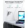 Ugreen - Wall Charger (60468) - USB-A, QC 3.0, Type-C, PD, 36W, 3A - White