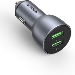 Ugreen - Chargeur de voiture (10144) - Double USB, Charge rapide, 36W, 3A - Bleu