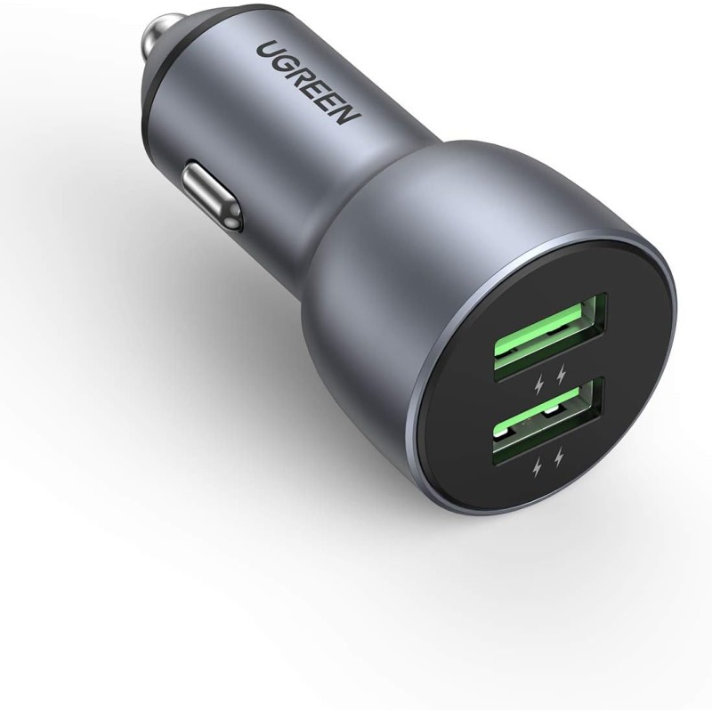 Ugreen - Chargeur de voiture (10144) - Double USB, Charge rapide, 36W, 3A - Bleu