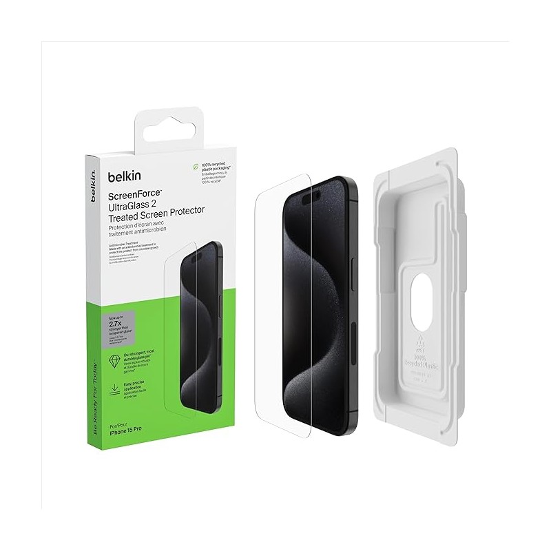 BELKIN ScreenForce Pro UltraGlass2 AM Screen Protection for iPhone 15 Pro