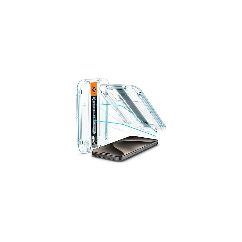 Spigen - Glas.tR EZ-FIT (Pack de 2) - iPhone 15 Pro Max - Transparent