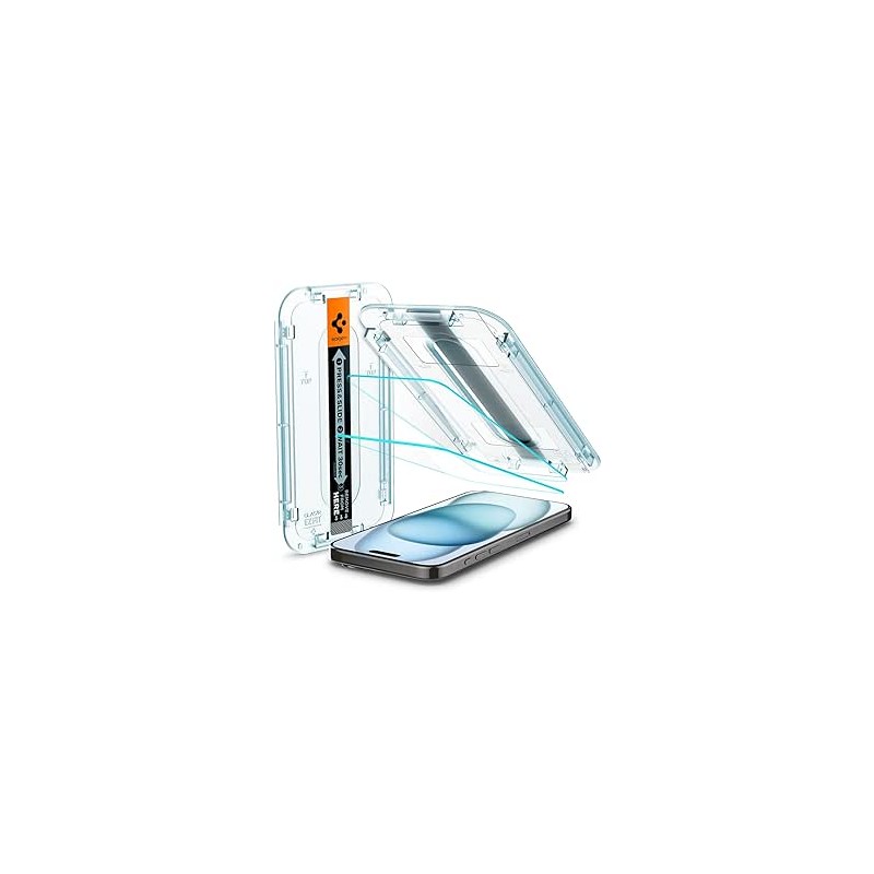 Spigen - Glas.tR EZ-FIT (Pack de 2) - iPhone 15 - Transparent