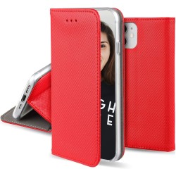 Jaym Étui Folio Stand Magnetique pour Samsung Galaxy A20E, Rouge