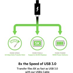 BELKIN Câble USB4 en 0.8m rétrocompatible USB3 100W