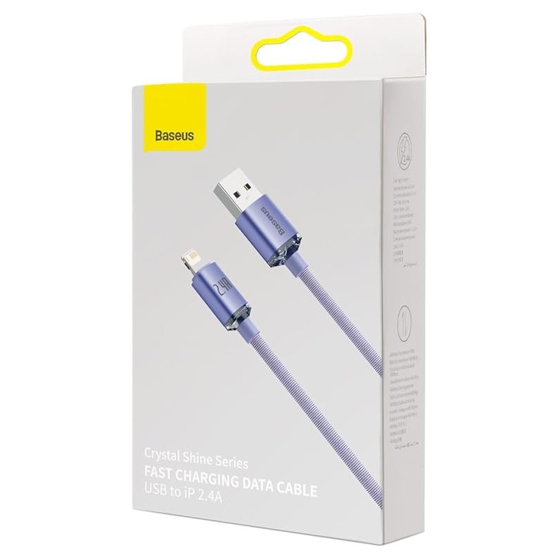 Baseus - Câble de données Crystal Shine (CAJY000005) - USB vers Lightning, 2,4A,