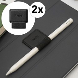 Ringke - Porte-stylos (paquet de 2) - Cuir écologique, Textile, Élastique - Noir