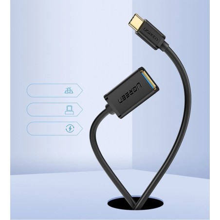 Ugreen -  Adaptateur Ugreen câble OTG USB 3.0 vers USB Type C noir