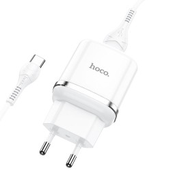 Chargeur de voyage HOCO USB A + câble USB A vers Type C QC3.0 3A 18W N3 blanc