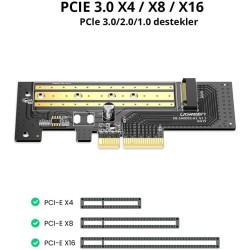 Ugreen expansion card adapter PCIe 3.0 x4 to SSD M.2 M-Key / M.2 B-Key black (CM