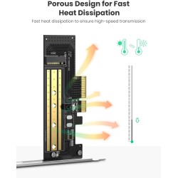 Ugreen expansion card disk adapter M.2 NVMe SATA (M, M+B key) PCIe 3.0 x4 32Gbps