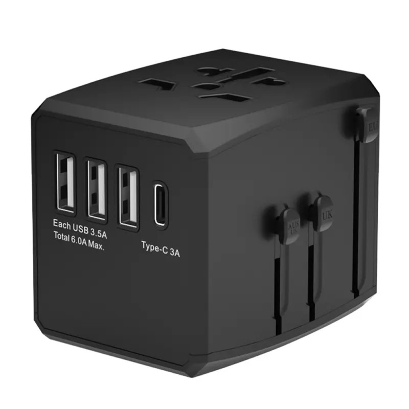 Techsuit - Adaptateur de voyage (HHT904) - PD30W, 3 x USB, Type-C, UE, UK, AUS,