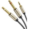 Ugreen - câble audio câble mini jack 3.5 mm - 2 x jack 6.35 mm 1m gris (AV126)