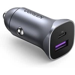 Ugreen - USB-A/USB-C 30W PPS Chargeur de voiture rapide gris (CD130)