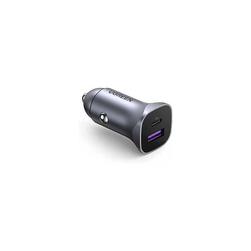 Ugreen - USB-A/USB-C 30W PPS Chargeur de voiture rapide gris (CD130)