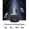 Ugreen - USB-A/USB-C 30W PPS Chargeur de voiture rapide gris (CD130)