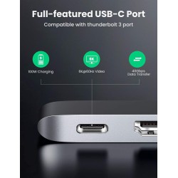 Ugreen - multifonctionnel HUB 2x USB Type C vers USB Type C (Thunderbolt 3, 100W