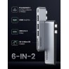 Ugreen - HUB CM380 2xUSB C - HDMI/2xUSB 3.0/SD TF/USB C - gris