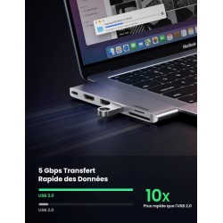 Ugreen - HUB CM380 2xUSB C - HDMI/2xUSB 3.0/SD TF/USB C - gris