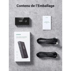 Ugreen - boîtier de commutation HUB commutateur 4x USB 2.0 Répartiteur USB pour