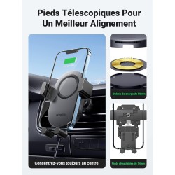 Ugreen - Car Qi Chargeur Sans Fil 15W Support de Téléphone de Voiture sur Grille