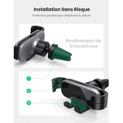 Ugreen - support de téléphone de voiture à gravité noir (80539)