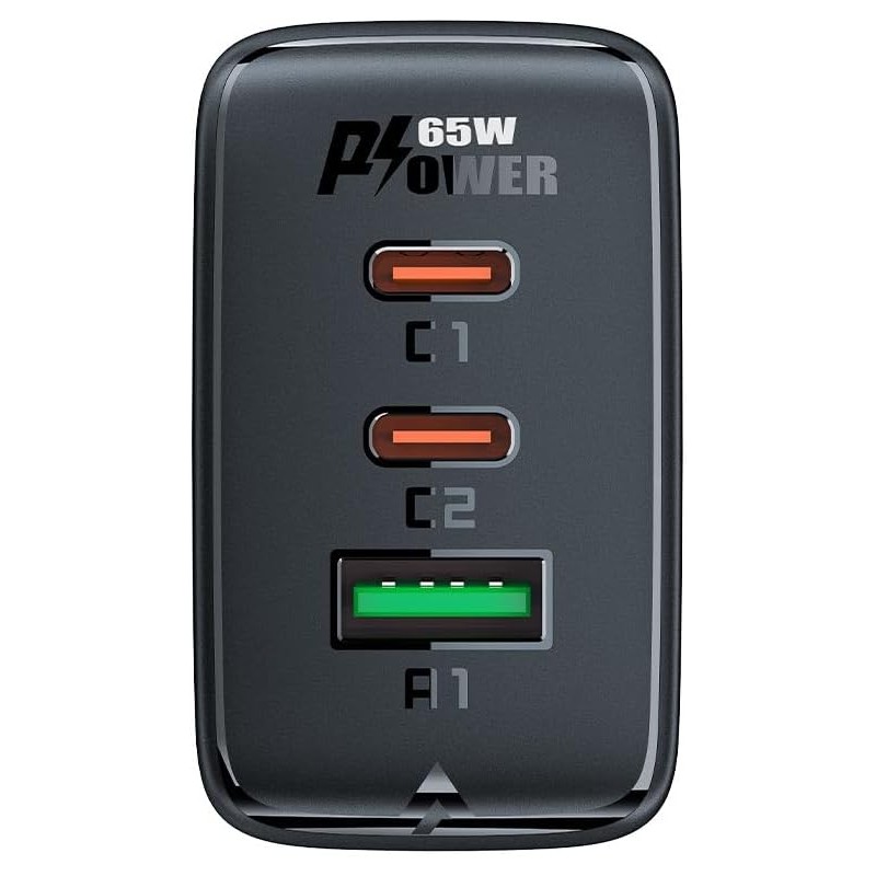 Acefast - Chargeur rapide  GaN (2xUSB-C / USB-A) PPS / / QC4+ 65W noir (A41)