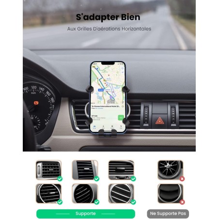 Ugreen - support de téléphone de voiture à gravité noir (80539)