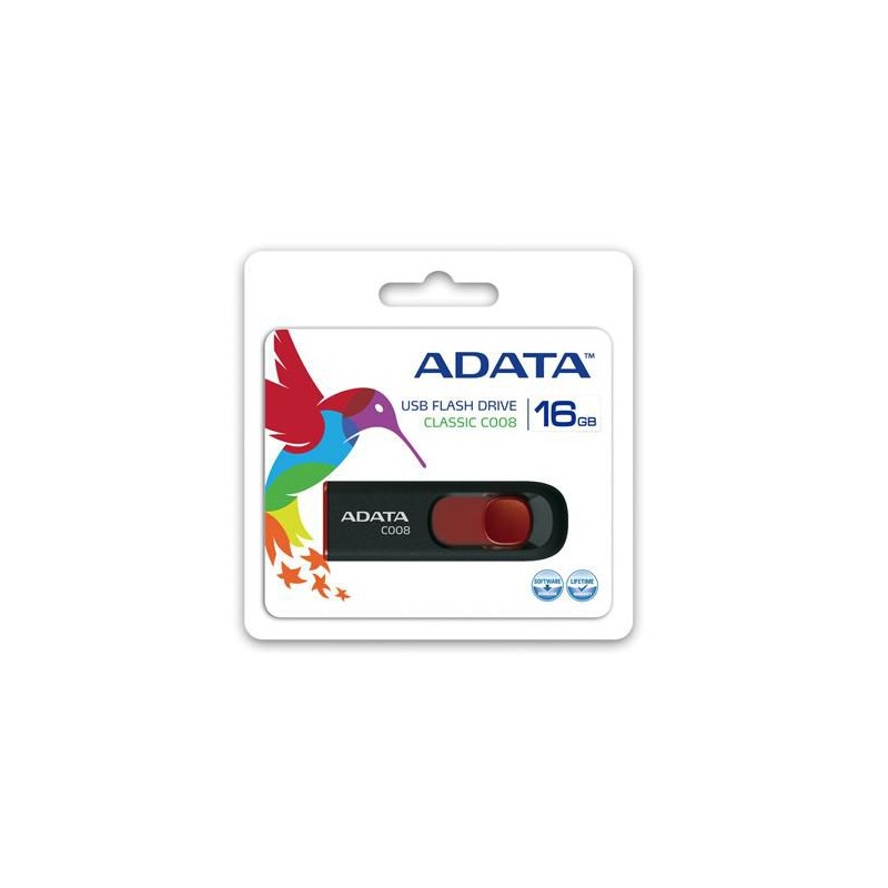 Adata - Memory Stick C008 (AC008-16G-RKD) - Clé USB 2.0, 16 Go - Noir