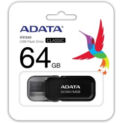 Adata - Memory Stick UV240 (AUV240-64G-RBK) - Clé USB 2.0, 64 Go - Noir