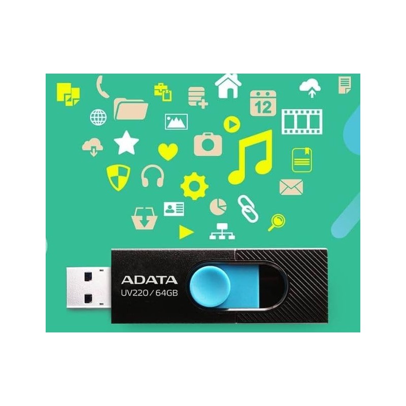 Adata - Memory Stick UV220 (AUV220-32G-RBKBL) - Clé USB 2.0, 32 Go - Noir
