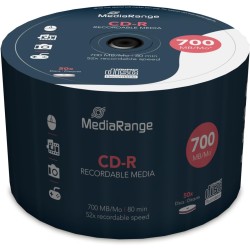 CD-R MediaRange 700 Mo I 80 min, vitesse 52x, pack de 50