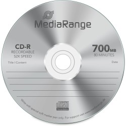 CD-R MediaRange 700 Mo I 80 min, vitesse 52x, pack de 50