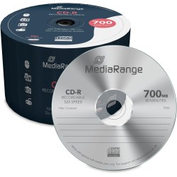 CD-R MediaRange 700 Mo I 80 min, vitesse 52x, pack de 50