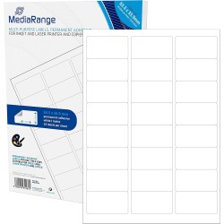 MEDIARANGE LABELS 63,5X33,9MM WHITE MRINK150 1200PCS UNIVERSAL PERM ADHESIVE