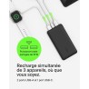 Belkin - Batterie externe 3 ports 10K avec câble USB-A vers USB-C noir