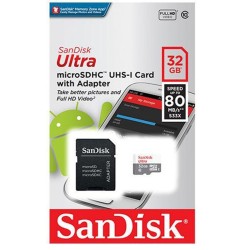 SanDisk Ultra microSDHC - 32GB Class 10 UHS-I 80 MB/s memory card with an adapte