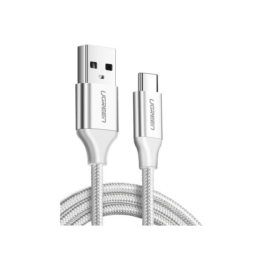 Câble USB-C QC3.0 nickelé UGREEN 1,5 m avec prise aluminium Blanc