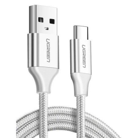 Câble USB-C QC3.0 nickelé UGREEN 1,5 m avec prise aluminium Blanc